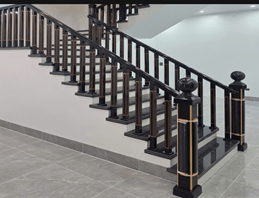 Cầu thang Dáng Lụa Màu đen chỉ vàng